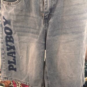 PLAYBOY Men's Light Blue Jean Shorts
